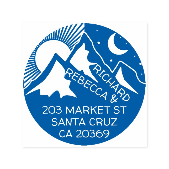Blue Mountain Landscape Silhouette Return Address Self-inking Stamp (Design)