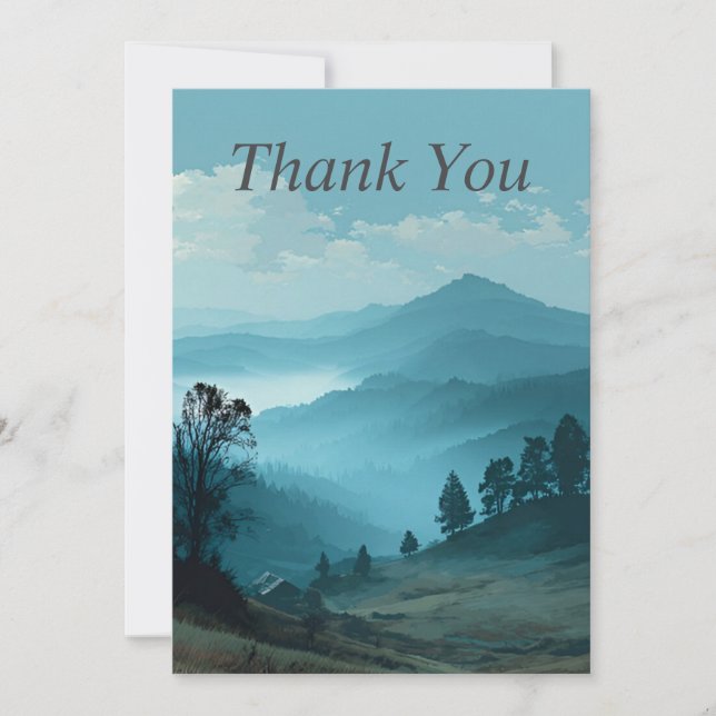 Blue Mountain Landscape Thank You Card (Front)
