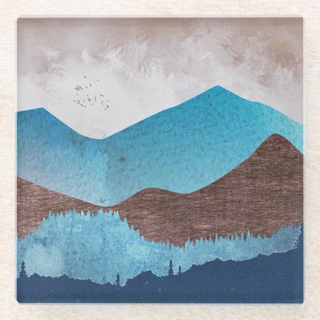 Blue Mountain Peaks Glass Coaster (Front)