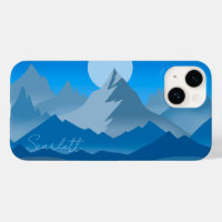 Blue Mountain Peaks Landscape Illustration