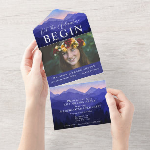 Blue Mountain Photo Graduation Party All In One Invitation