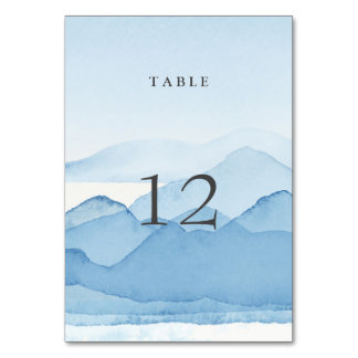 Blue Mountain Range Landscape Wedding Table Number