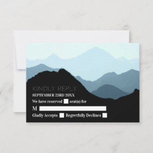 Blue Mountain Range, Modern Wedding RSVP Card