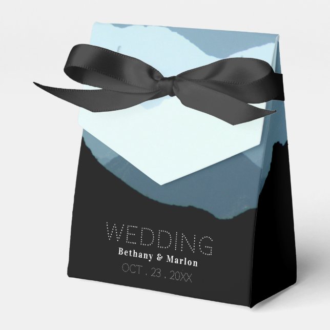 Blue Mountain Range, Rustic Wedding Favor Box (Front Side)