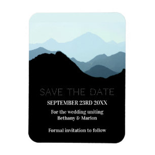 Blue Mountain Range, Rustic Wedding Save The Date Magnet