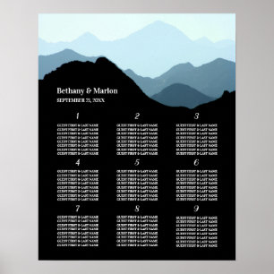 Blue Mountain Range, Rustic Wedding Seating Chart