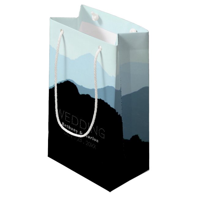 Blue Mountain Range, Rustic Wedding Small Gift Bag (Front Angled)