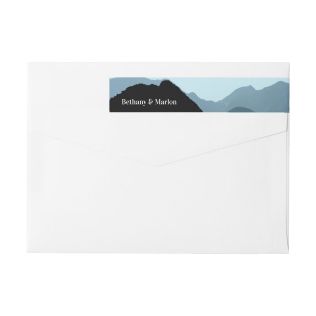 Blue Mountain Range, Rustic Wedding Wrap Around Label (Back)