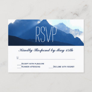 Blue Mountain Range Silhouette Wedding RSVP Cards
