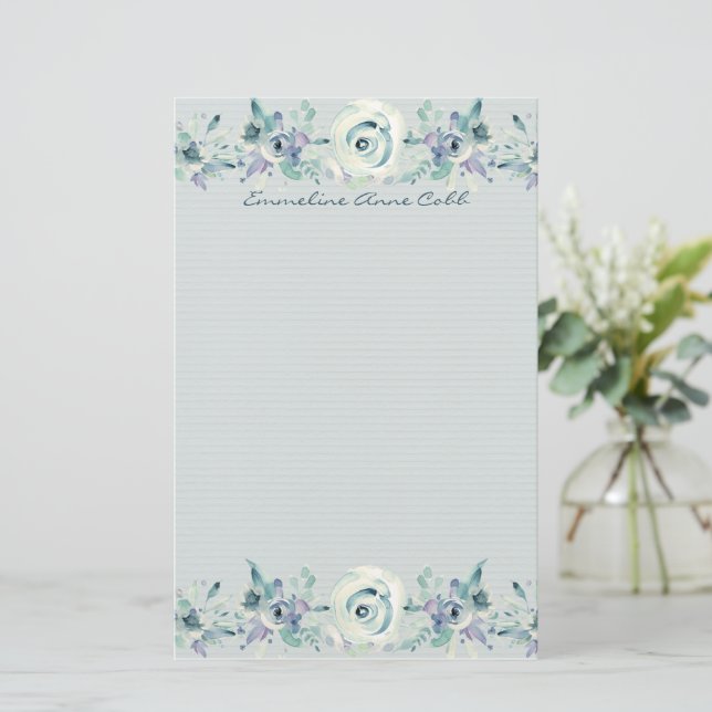Blue Mountain Rose Personalized Stationery (Standing Front)