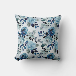 Blue Mountain Roses Throw Pillow