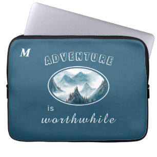 Blue Mountain Small Image Monogram Inspiring Quote Laptop Sleeve