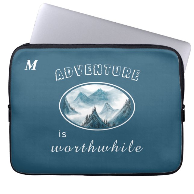 Blue Mountain Small Image Monogram Inspiring Quote Laptop Sleeve (Front)