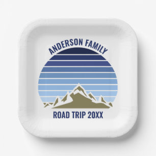 Blue Mountain Sunset Customizable Party Paper Plate