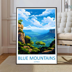 Blue Mountain Travel Print Wall Art Blue Mountain