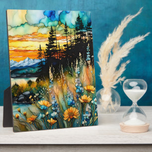 Blue Mountain Wildflower Sunrise Plaque