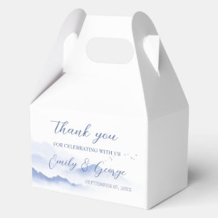 Blue mountains and birds wedding favor box