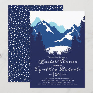 Blue mountains and conifers wedding bridal shower invitation