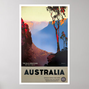 Blue Mountains Australia vintage travel Poster