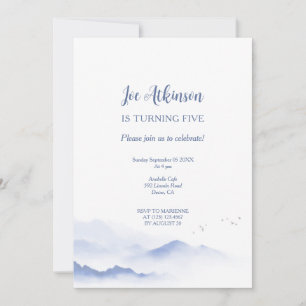 Blue mountains gender neutral birthday invitation