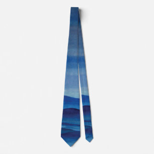 Blue mountains landscape art watercolor Tie