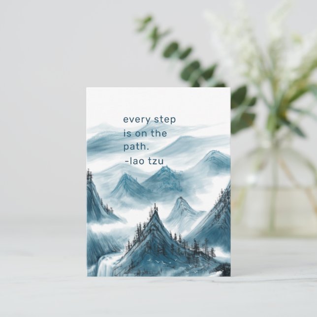 Blue Mountains Landscape Painting Inspiring Quote Postcard (Standing Front)