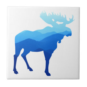 Blue Mountains Moose Silhouette Tile