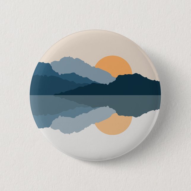 Blue mountains reflected in the lake 2 inch round button (Front)
