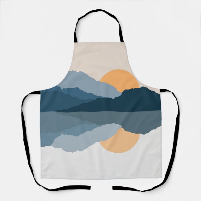 Blue mountains reflected in the lake apron (Front)