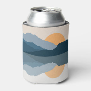 Blue mountains reflected in the lake can cooler