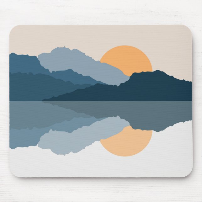 Blue mountains reflected in the lake mouse pad (Front)