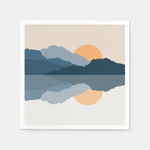 Blue mountains reflected in the lake napkin