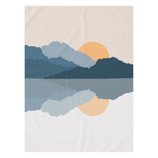 Blue mountains reflected in the lake tablecloth (Front)