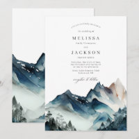 Blue Mountains Rustic Wedding Invitation 