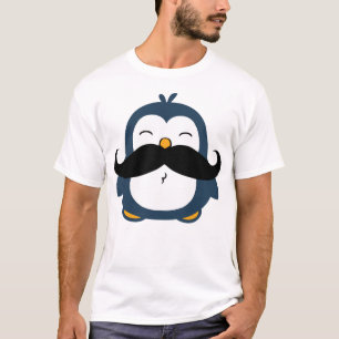 Blue Moustache Penguin T-Shirt