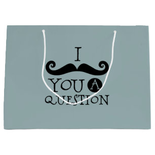Blue Moustache You A Question Humour Father's Day Large Gift Bag