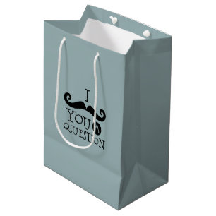 Blue Moustache You A Question Humour Father's Day Medium Gift Bag