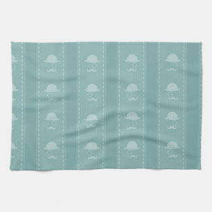 Blue Moustaches and Hats Kitchen Towel