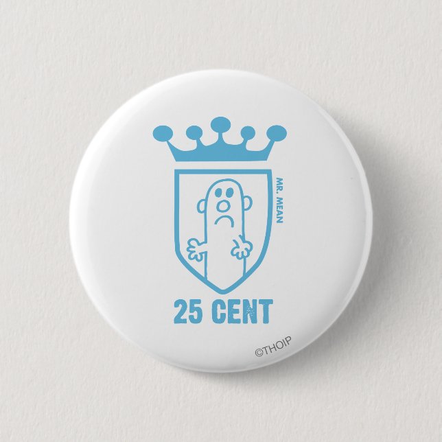 Blue Mr. Mean Crest & Crown 2 Inch Round Button (Front)