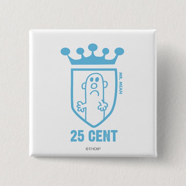 Blue Mr. Mean Crest & Crown 2 Inch Square Button (Front)