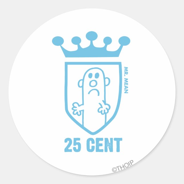 Blue Mr. Mean Crest & Crown Classic Round Sticker (Front)