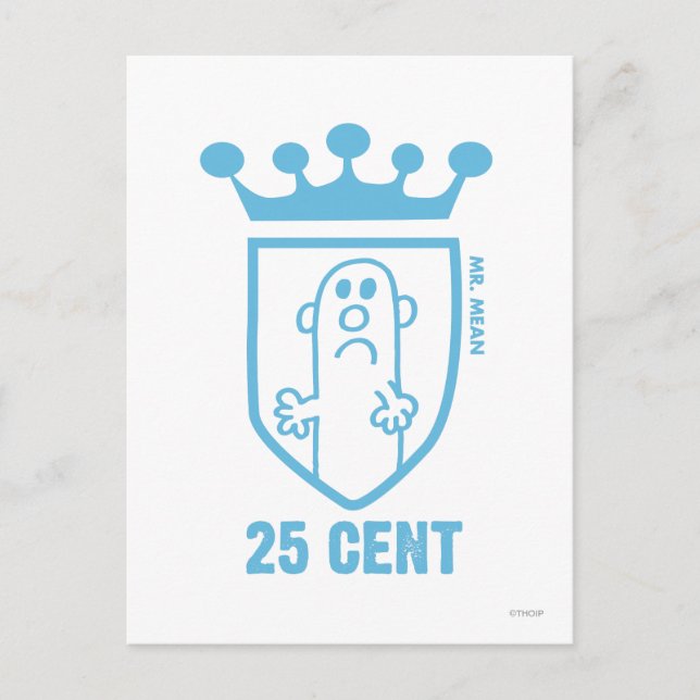 Blue Mr. Mean Crest & Crown Postcard (Front)