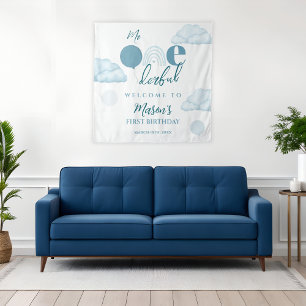 Blue Mr Onederful Sky Cloud 1st Birthday  Tapestry