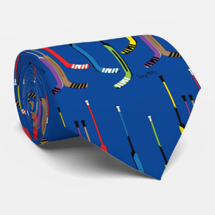 Blue Multi Colour Hockey Goalie Sticks Tie