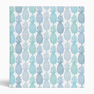 Blue Multicolor Tropical Pineapple Pattern Binder