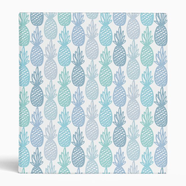 Blue Multicolor Tropical Pineapple Pattern Binder (Front)