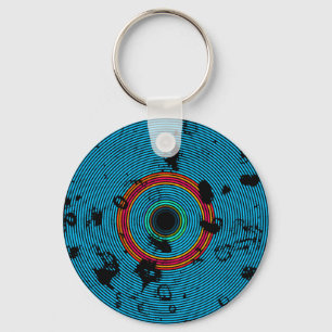 Blue Multicolor Vinyl Disc Texture Pattern Keychain