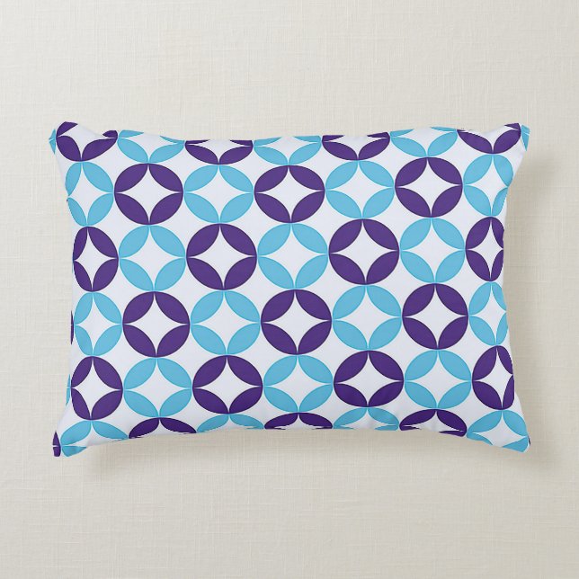 Blue Multicolored delicate Pattern Accent Pillow (Front)