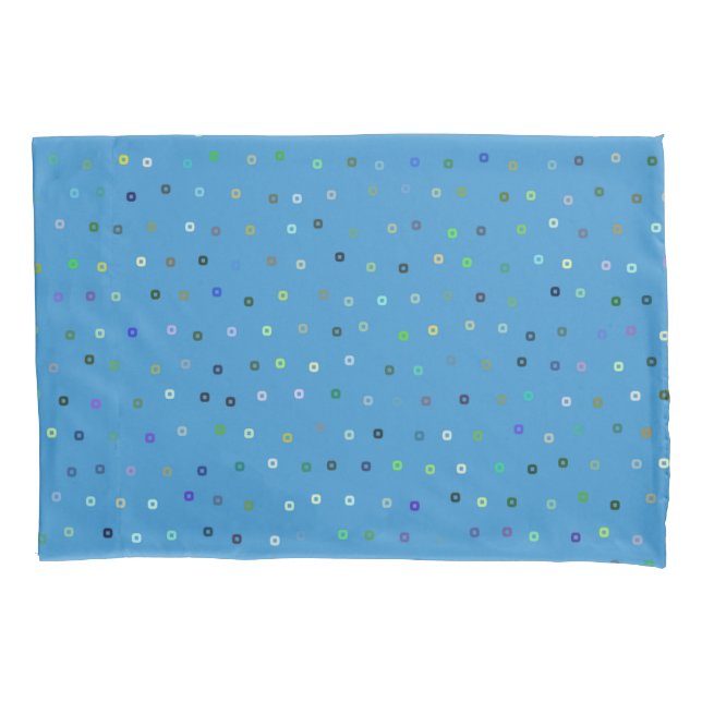 Blue Multicolored Small Polka Dot Pattern Pillowcase (Front)
