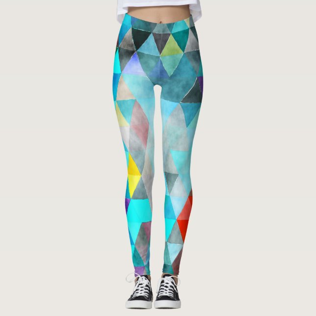 blue multicoloured patterned leggings (Front)